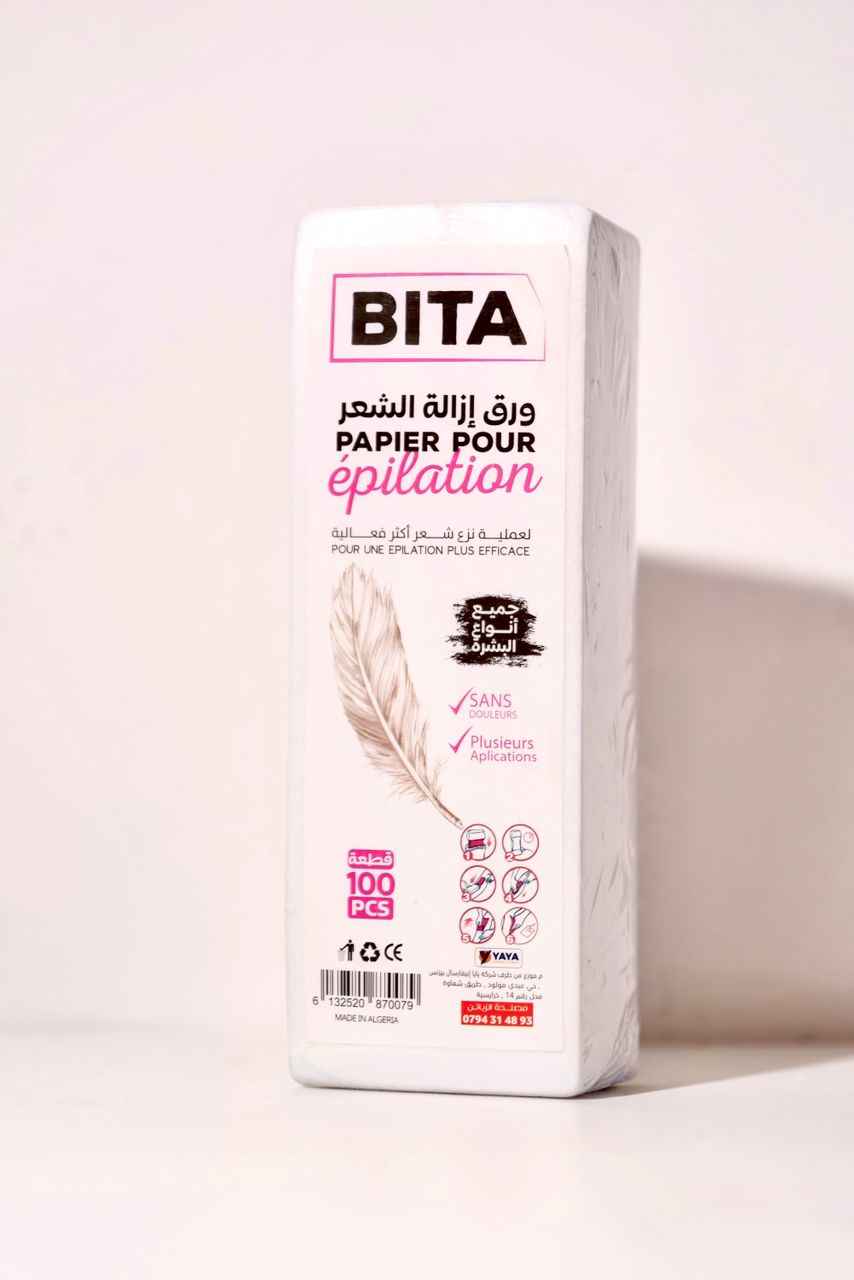 Bandes de Papier pour Épilation BITA – 100 Pièces – Toutes Zones & Tous Types de Peau