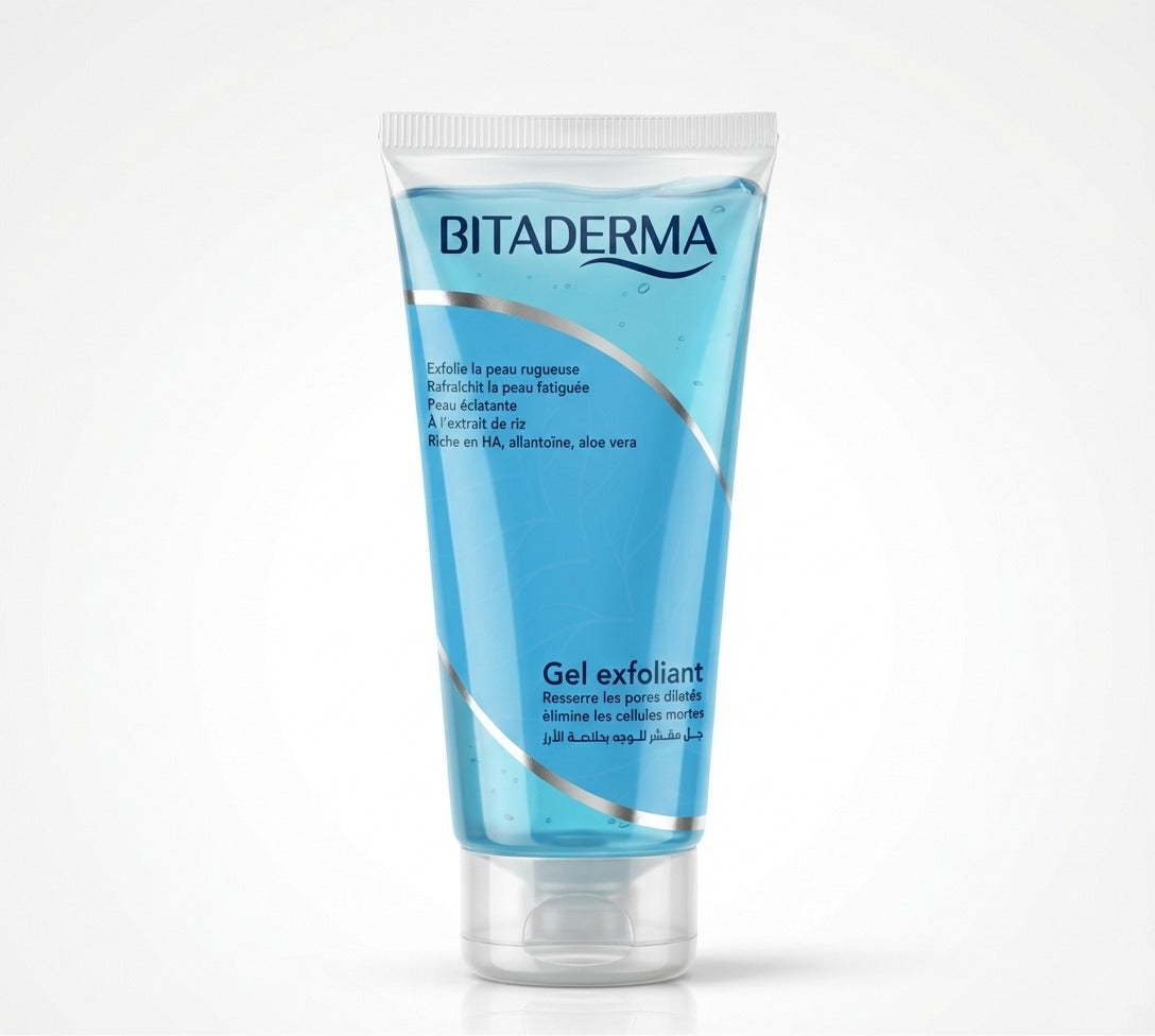 Gel Exfoliant Visage Bitaderma à l'Extrait de Riz – Peau Lisse & Éclatante – 200 ml